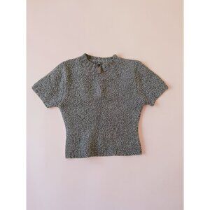 SKIMS Gray Fuzzy Short Sleeve Crop Top Size S/M NEW NWT